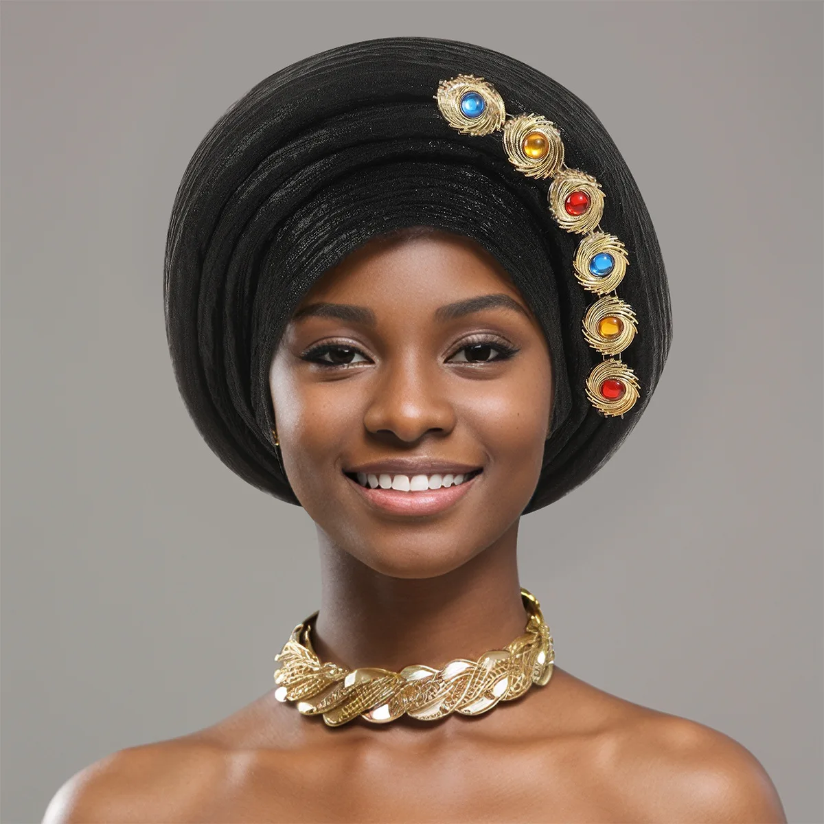 Elegant African Style Multi-layer Head Wraps for Women Party and Wedding Hair Accessories Outdoor Turban for Celebration