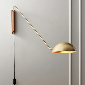 Retro Wall Lamp E27 Long Arm Vintage Industrial Indoor Aisle Bedside Wall Light for Bedroom Farmhouse Gold Wall Sconce Lighting