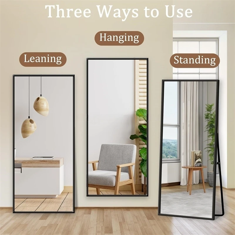 product modern large aluminum alloy frame full body standing floor dressing mirror for bedroom bathroom-6