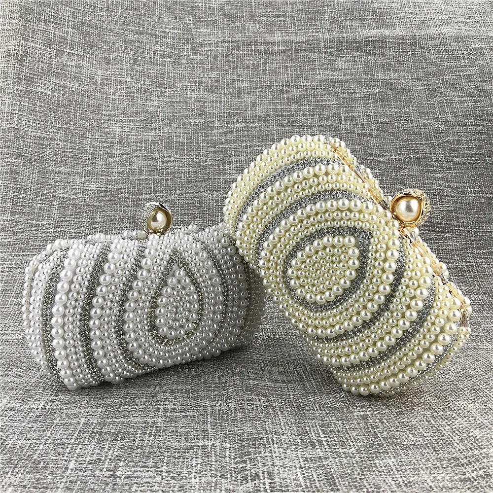 Pochette Da Sera Vintage Con Perle E Strass - Borsa A Mano O A Tracolla Con Catene Rimovibili - Per Matrimoni E Cerimonie - 5