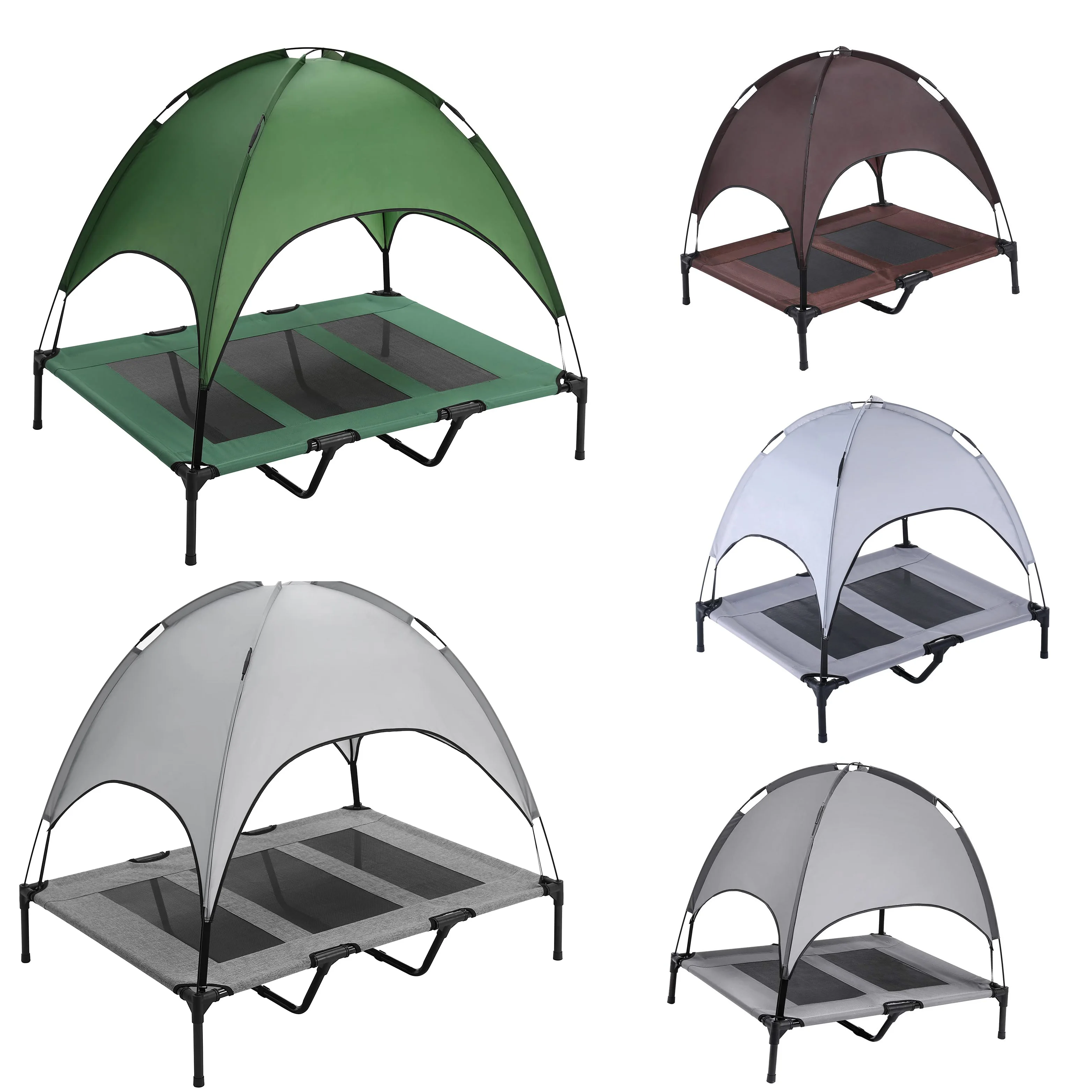 Outdoor Dog Cot Tentstyle Elevated Pet Bed With Canopy Portable Tent