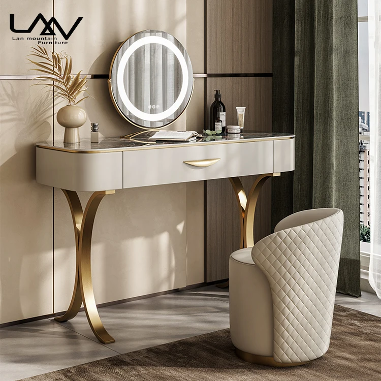 dressing table with metal legs Dressing Table With Stool | Narrow Desk and Stool Set | Handmade Industrial Style