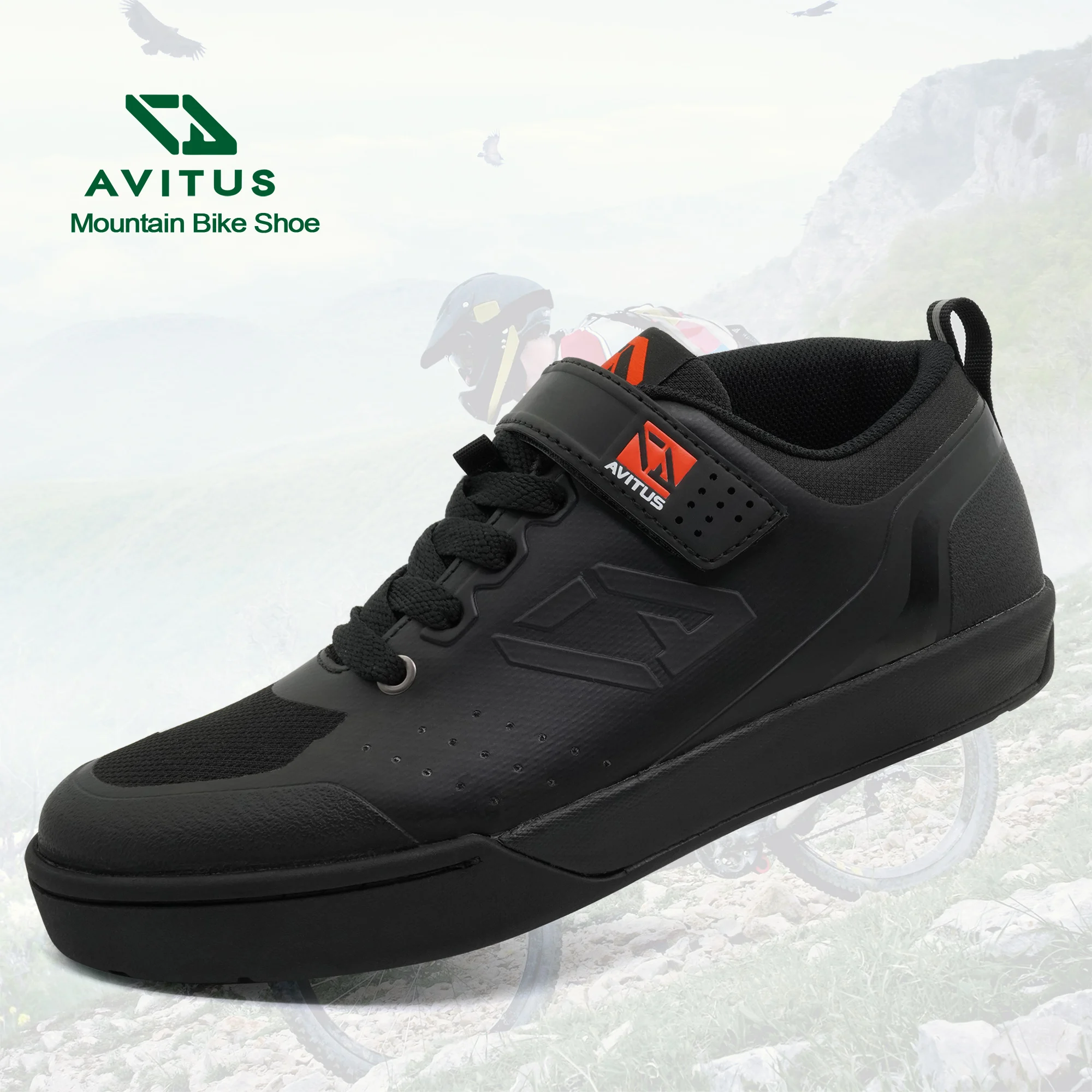 AVITUS Sepatu Bersepeda MTB, Sepatu Bersepeda Luar Ruangan Klip Dalam  Menurun dan Enduro dengan SPD Cleat Sepatu Berkendara Sepeda Disesuaikan