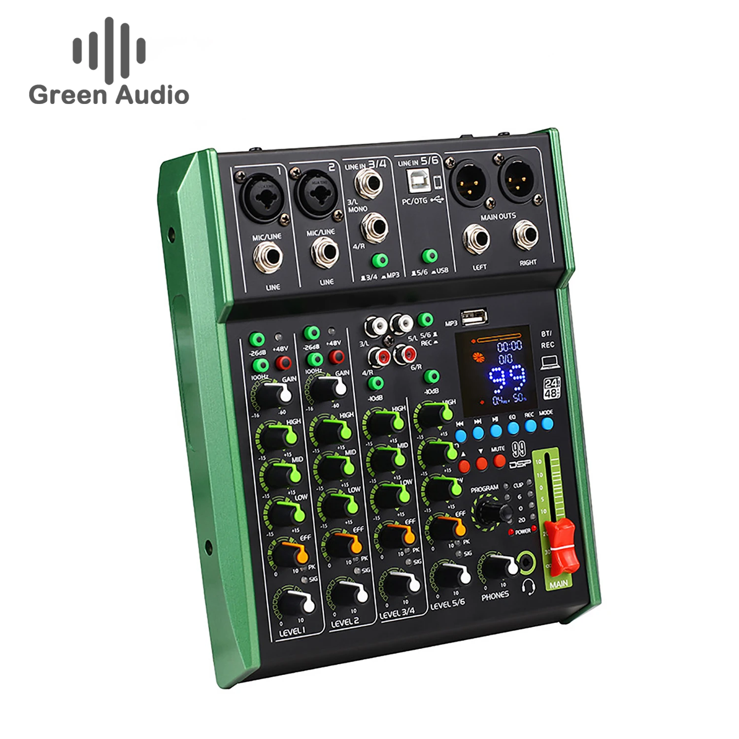 GAX-FX06P 6 Channel Audio Mixer - Professional USB Recording