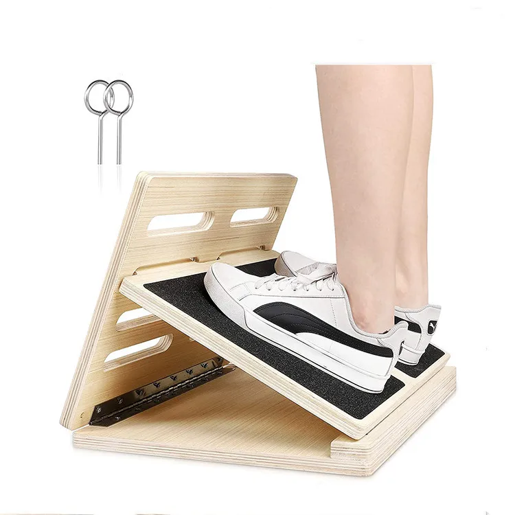 L0109 Professional Yoga Wedge Leg Stretch Wooden Slanting Board Adjustable Calf Ankle Stretcher