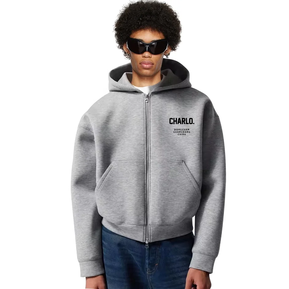 Cropped Hoodie Nice Mens Zip Up Hoodie Custom Streetwear Hoodies - Main Image