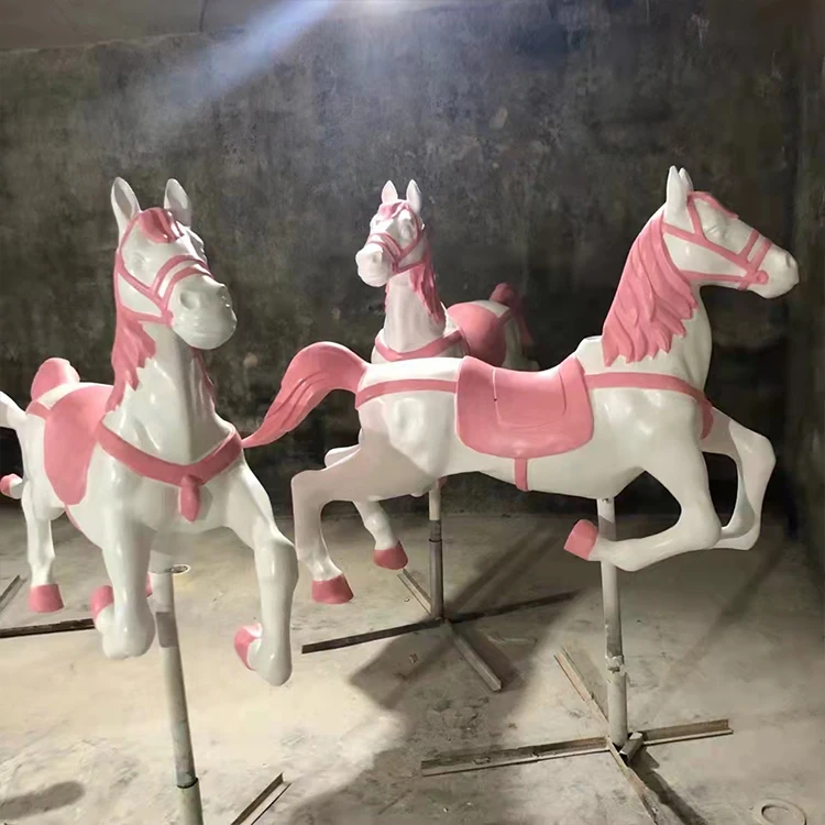 カラクリ馬像 ファイバーグラス製 屋外装飾用アートオブジェ