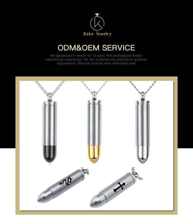 Men's jewelry stainless steel openable pendant titanium steel bullet necklace PN-027