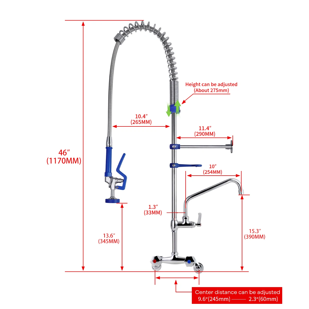Dual Handle Kitchen Faucet with Short Type Spring Action Deck Mounted EasyInstall Ceramic Valve Core Adjustable Height 2 Holes supplier