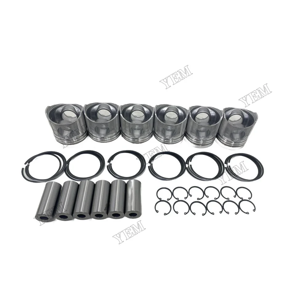 Piston With Rings Set Compatible for Komatsu 6D110 Universal Engine Parts 6