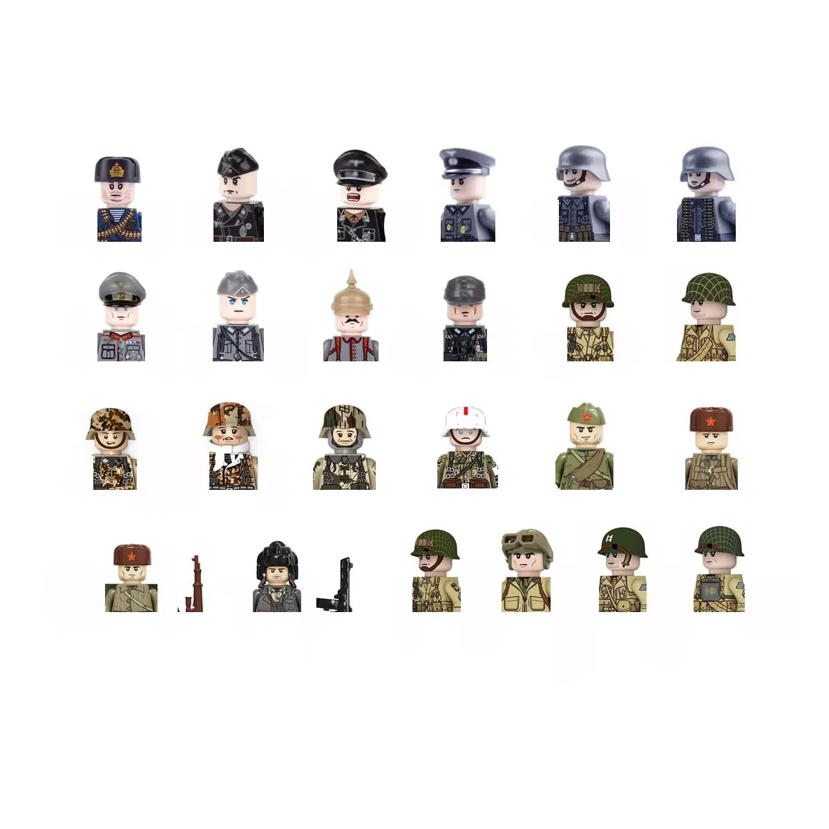 Mini Military WW1 WW2 Figures German US Army Tank Commando Soldier With Weapons Guns Swat Building Blocks Kids Toy