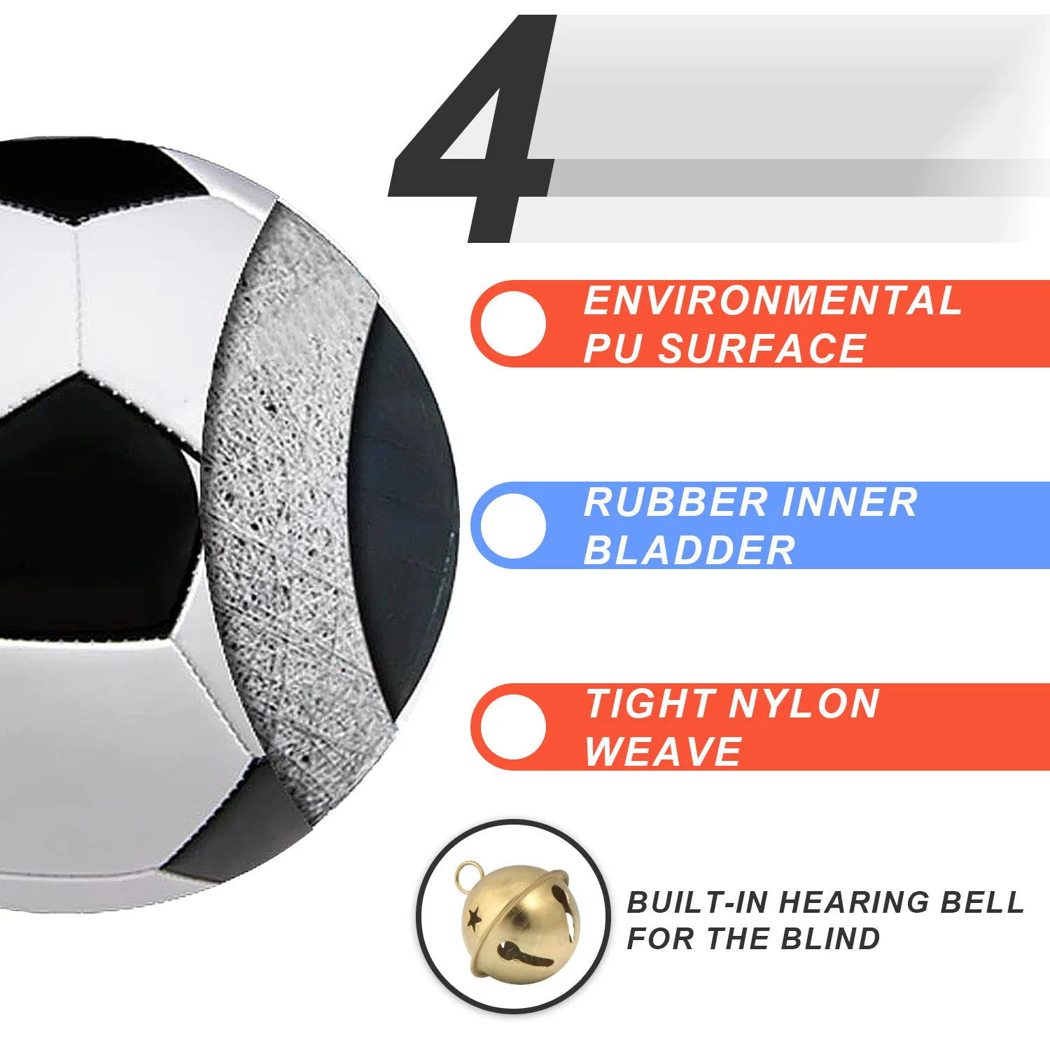 Blind Basketball Soccer Therapy Recreation Adaptive Sports Rattle Ball Lightweight Audible Ball With Large Sound Devices - View #14