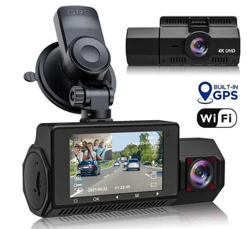 New 2.45 inch IPS 4K Vehicle Driving Car Recorder Car Black Box Dual Lens GPS Dash Camera with Loop Record Parking Mode
