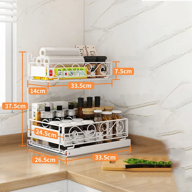 Organizzatore Estraibile Per Sottolavello In Bambù 2 Ripiani: Ripiano A L Per Cucina E Bagno - Ottimizza Lo Spazio Con Cassetto Scorrevole