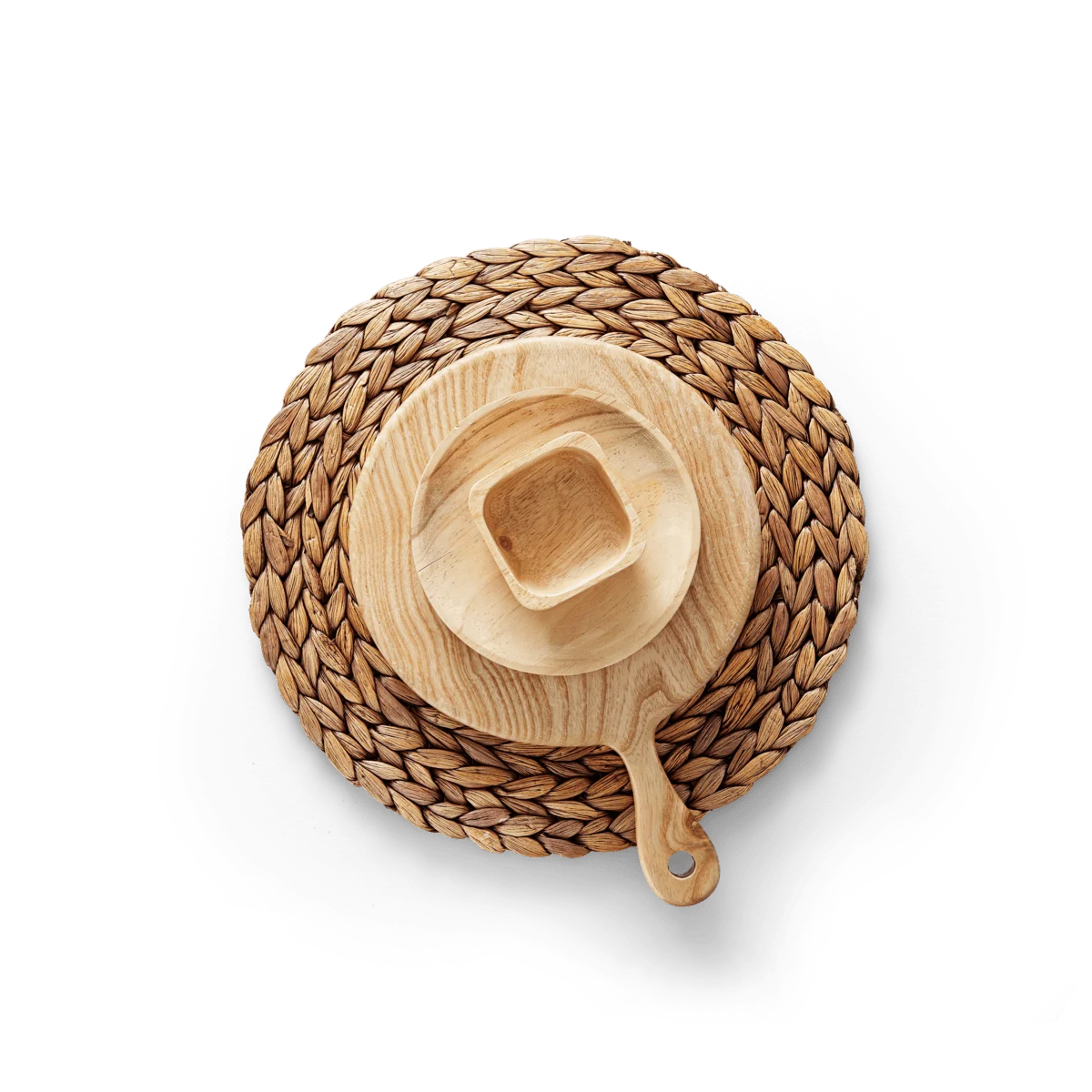 Handmade Vietnamese Large Woven Placemats Round Natural Water Hyacinth