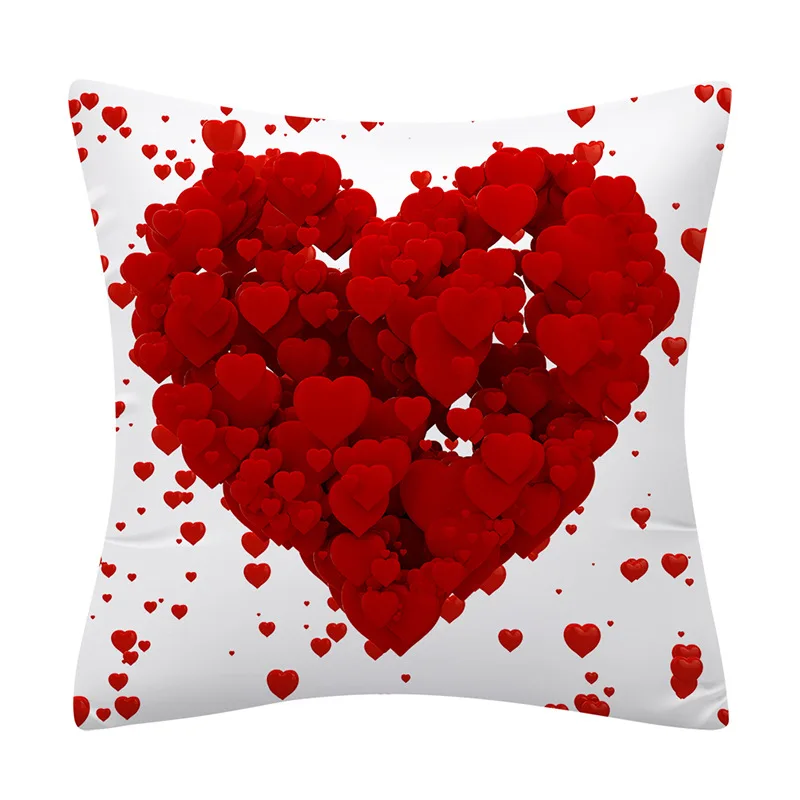 Red Love Rose Heart Print Decor Valentines Day Decor Throw Pillows Cushion  Case for Wedding Anniversary