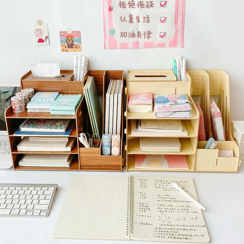 Деревянный офисный органайзер для дома и стола с органайзером хранения канцелярских принадлежностей