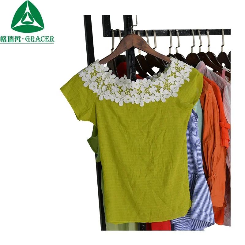 Ladies Summer Cotton Blouse Casual Wear Used Clothing from Hong Kong Market in Bales