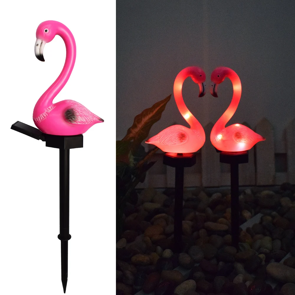 Flamingo Pink Garden Solar Lights Flamingo Outdoor Stake Metal Lights