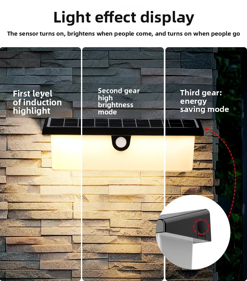 product waterproof decorative lamp wall fence garden outdoor solar lights wall mount led solar wall light-5