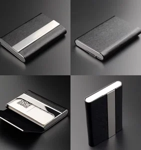 Steel Business Business Cards Holder Free Laser Engraving Logo Wholesale Custom Business Name Card Case with Magnet