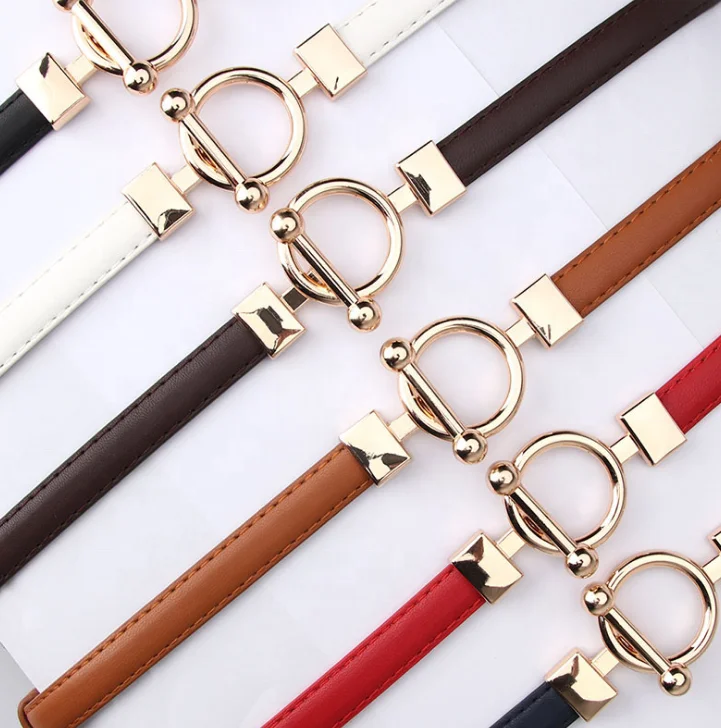 Распродажа полностью регулируемый однотонный простой дизайн тонкий пояс из искусственной кожи с золотой пряжкой шикарным дизайном