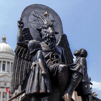 Satanic Temple Protests Ten Commandments Monument With Goat Headed ...