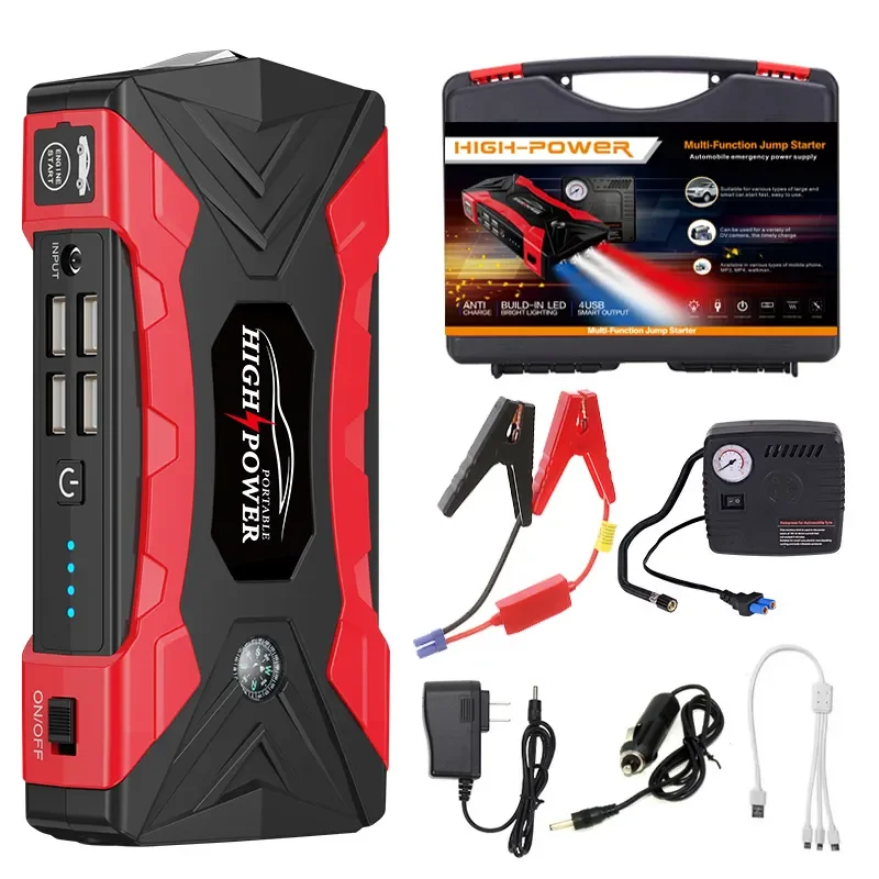 Portable Mini Jump Starter With 12v Lithium Battery Power Bank With Air