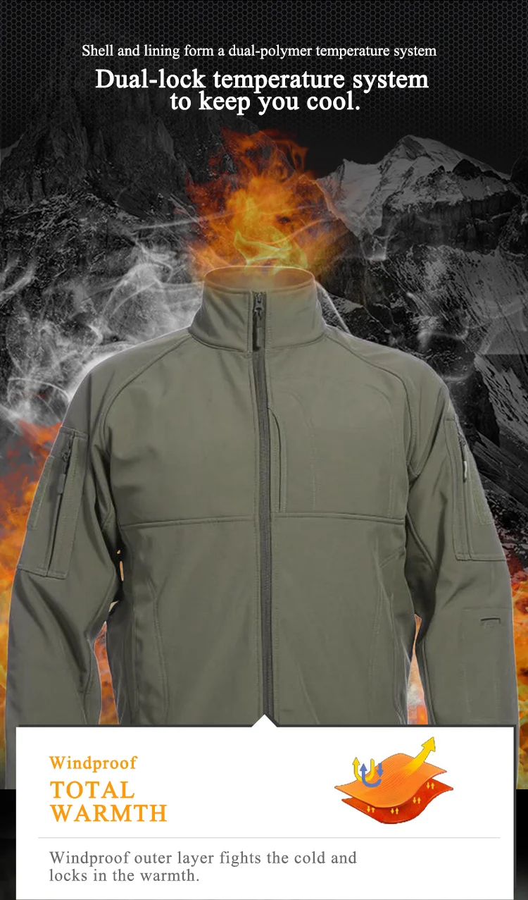 Waterproof Warm Fleece Polyester Hardshell Jacket Coat 