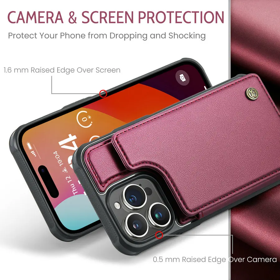 Caseme Iphone 15 Pro Max Case RFID Blocking Leather Cover