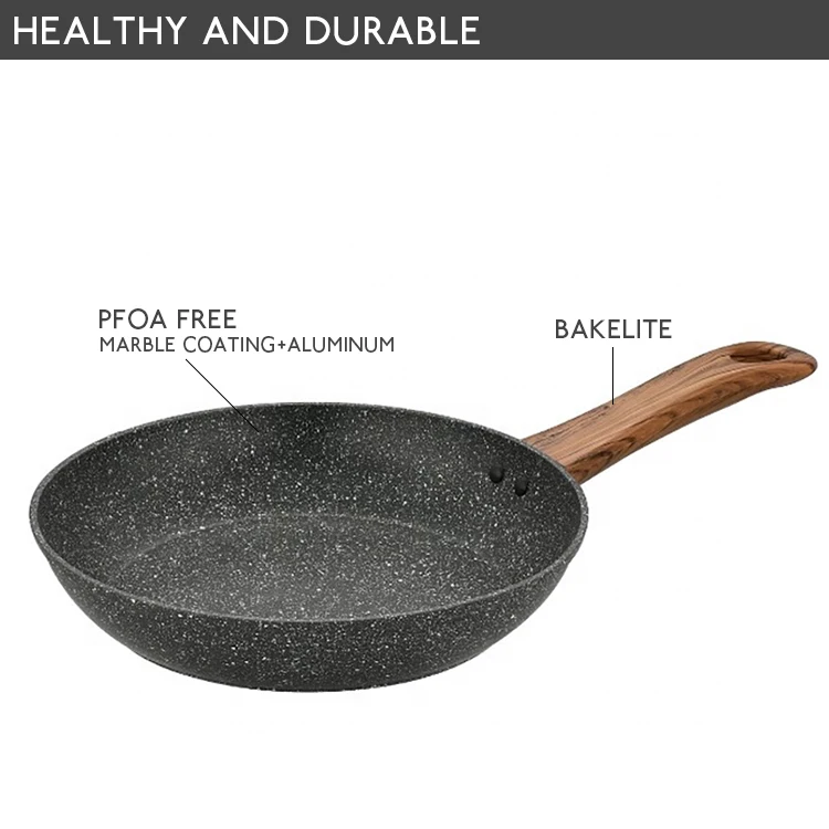 Frying Pans Skillets Aluminum Deep Frypan With Marble Coating 20/22/24/26/28/30 Deep