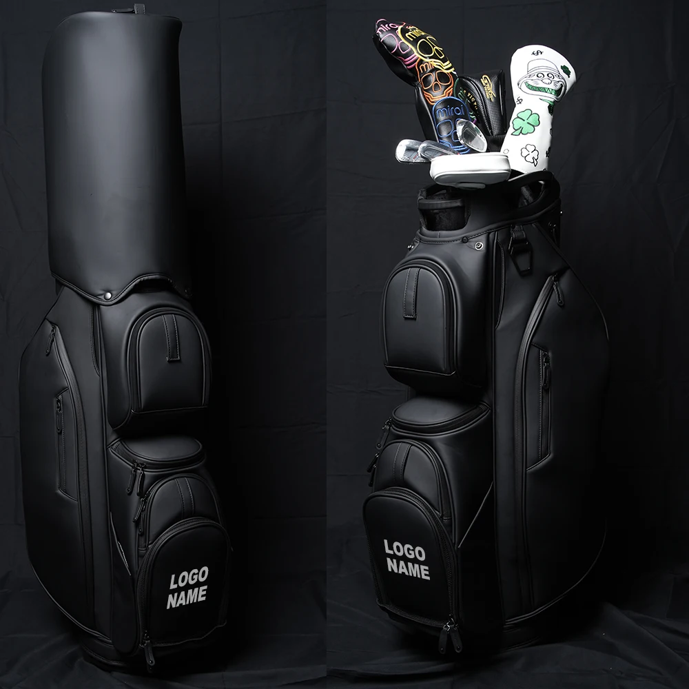 ASL GOLF Custom Logo Pu Leather Waterproof Black Blue Gray Golf Staff Tour Bag Holder 14 Way Divider Golf Cart BAG for Men