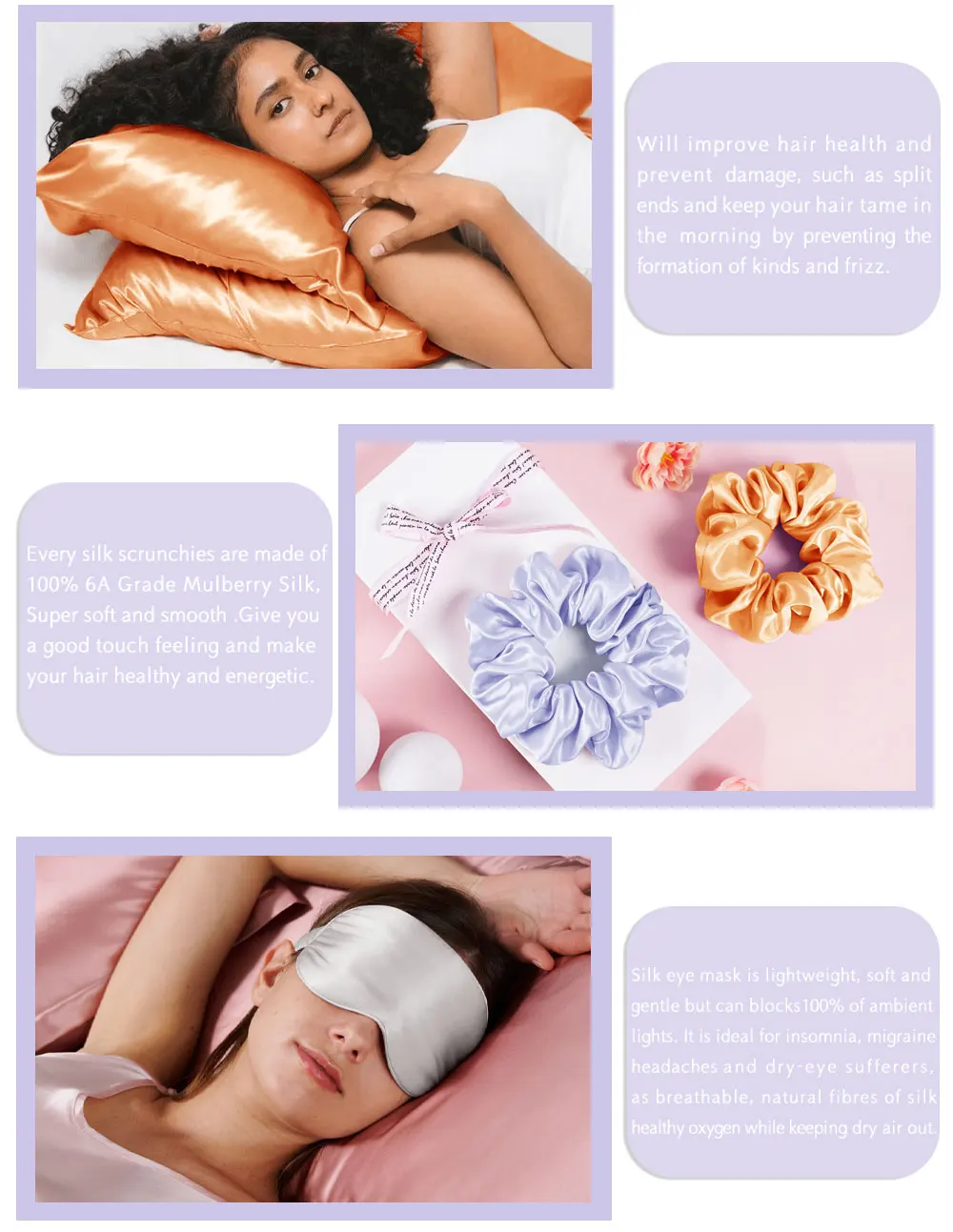 Direct Selling 100 Mulberry Silk Pillowcase Set With Scrunchies