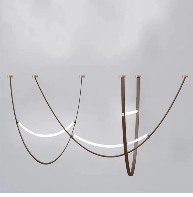 Candelabru cu lampa de tip droplight artistic modern pentru vânzare angro, pentru dining, bucătărie, iluminat suspendat liniar LED nordic.