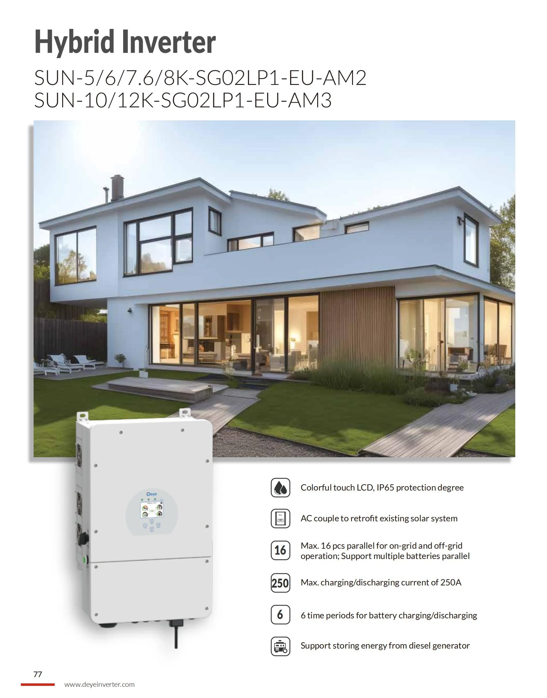 Deye Hybrid Solar Inverter 12kw Single Phase Sun 12k Sg02lp1 Eu Am3 Deye 10kva Off On Grid Solar 0016