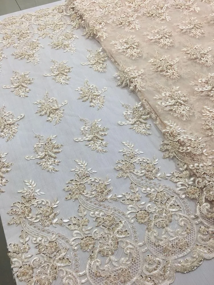 
Высококачественная кружевная Тюлевая ткань с ручной вышивкой и блестками для вечернего платья или невесты 