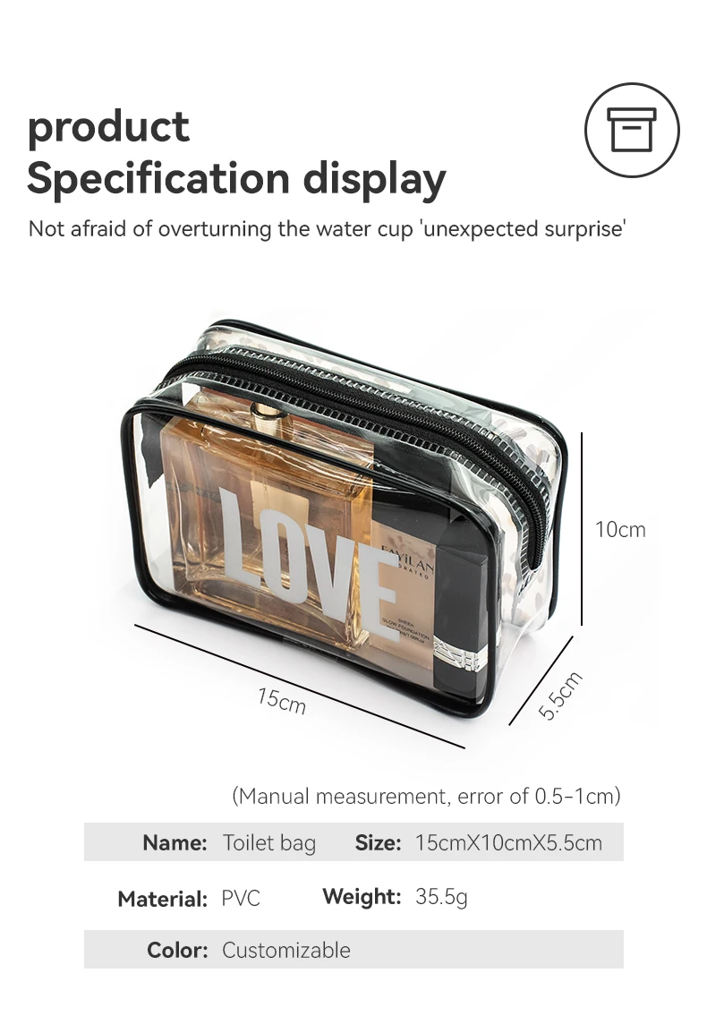 Portable PVC Cosmetic Bag Multifunctional Storage Bag Large Capacity Transparent Waterproof Cosmetic Wash Bag