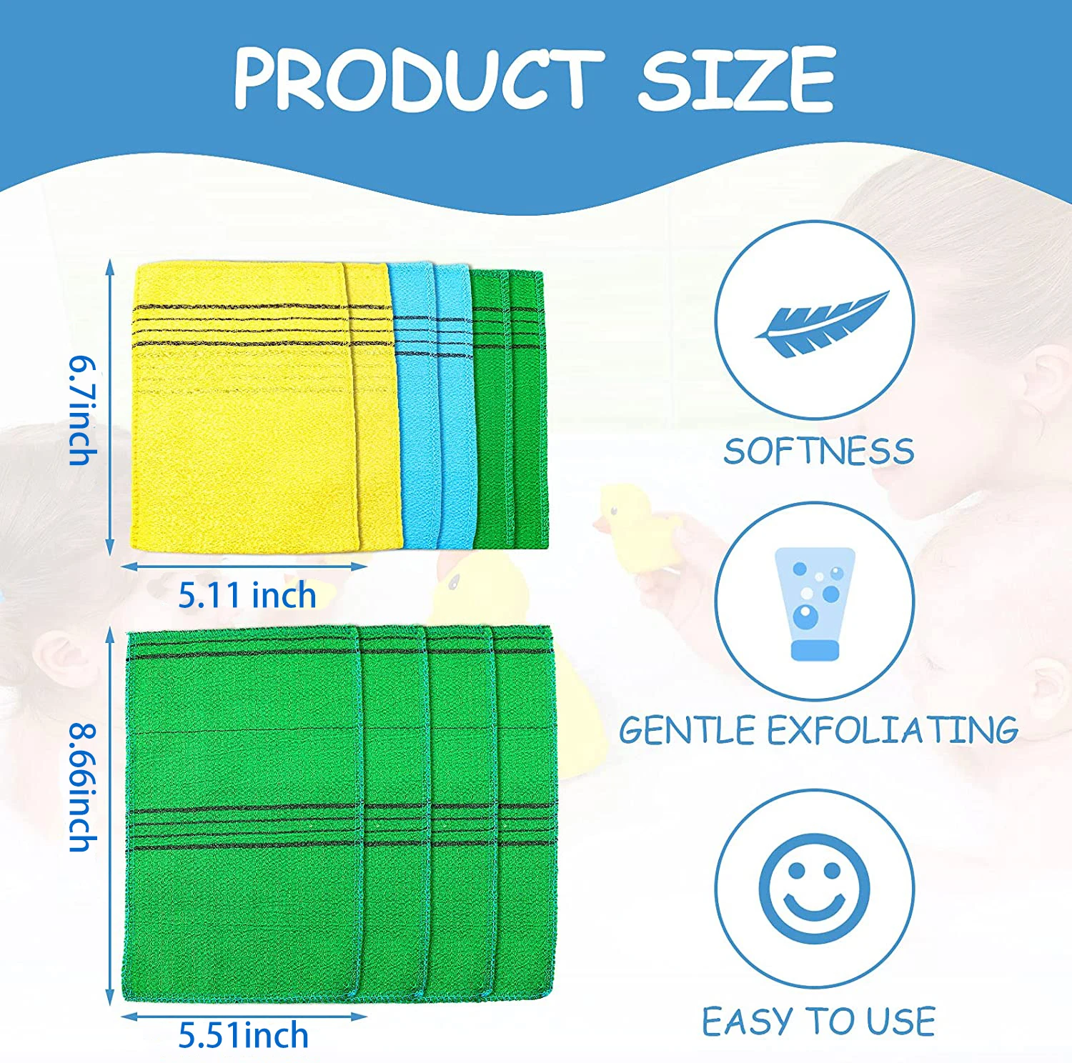 Quickly Delivery Korean Exfoliating Mitt Large Size Back and Body Exfoliating Washcloth for Removing Dry