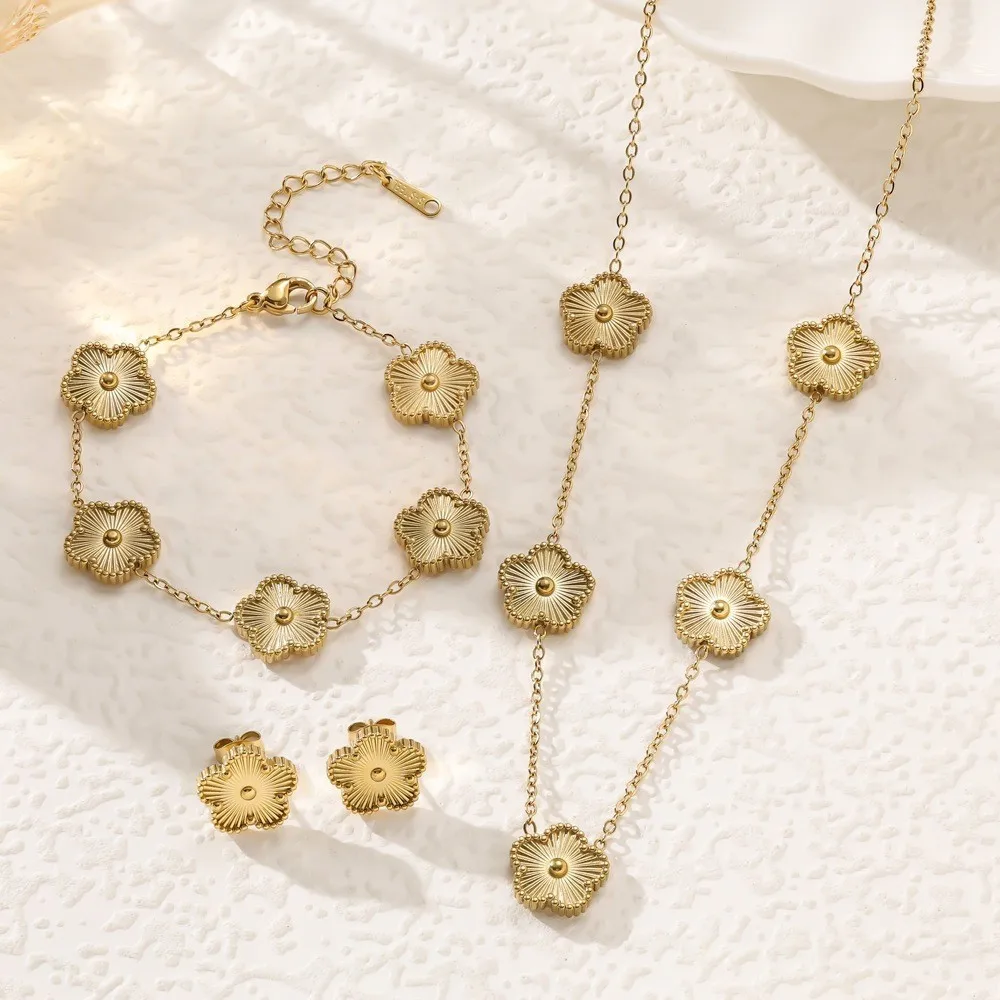 18K Gold Plated Luxury Flower Jewelry Set