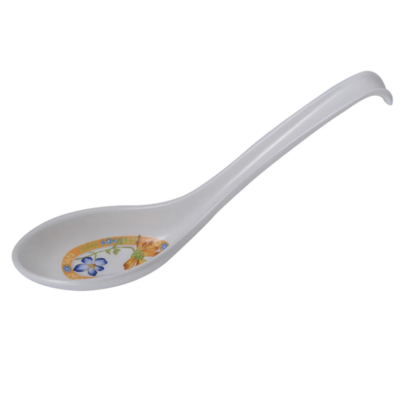 Free Sample Customized Logo Asian Rice Soba Noodle Ramen Chinese Won Ton Melamine Soup Spoon