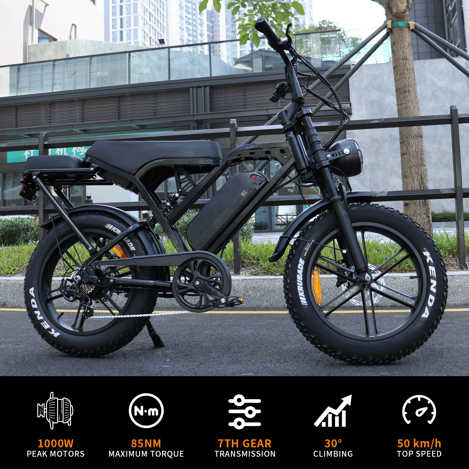 E-bike X80 Pro 電動ファットバイク 20インチ タイヤ付き 7段変速