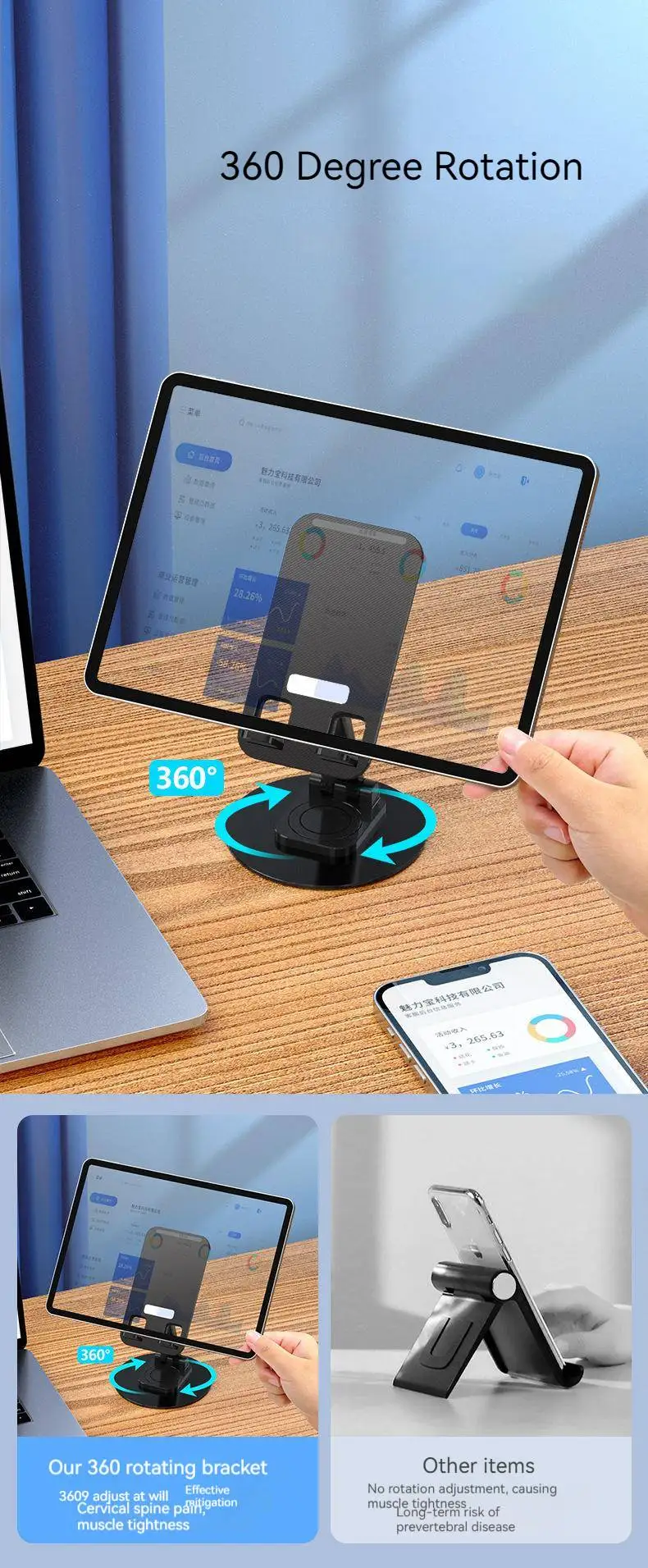 Desk Phone Holder Adjustable Phone Stand Universal Foldable Desk Phone