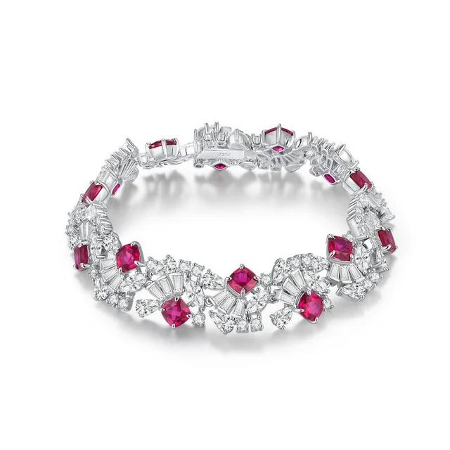 Artificially Cultivated Colored Gemstone Diamond Bracelet