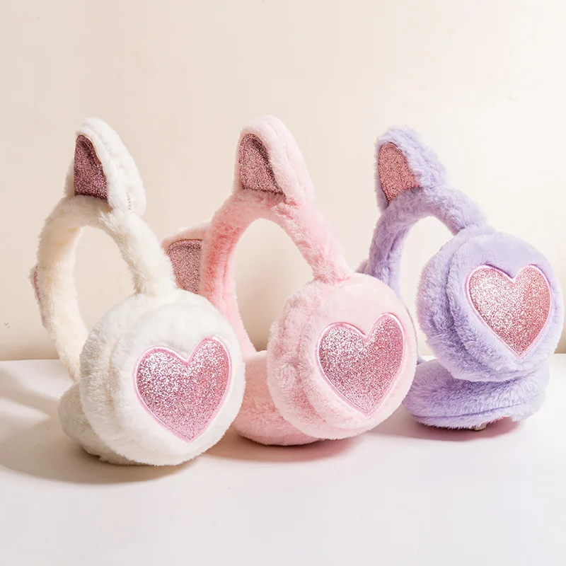 MIO Cute Cartoon Cat Ear Earmuffs - Plush Ear Warmers for Kids