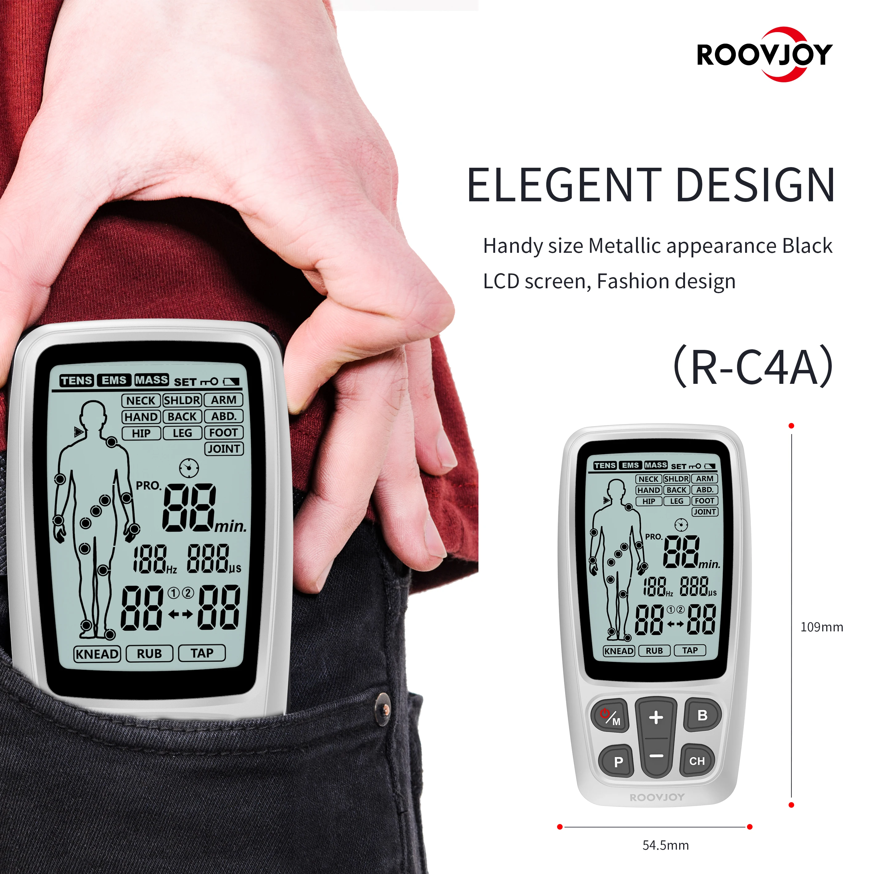 Source ROOVJOY Transcutaneous Electrical Nerve Stimulation (TENS) Machine  for Physical Fitness and Pain Relief on m.alibaba.com