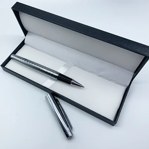 High Quality Luxury Sliver Metal Roller Pen With Custom logo Office Supplies Novelty Metal Ballpoint Roller Pen Set With Box