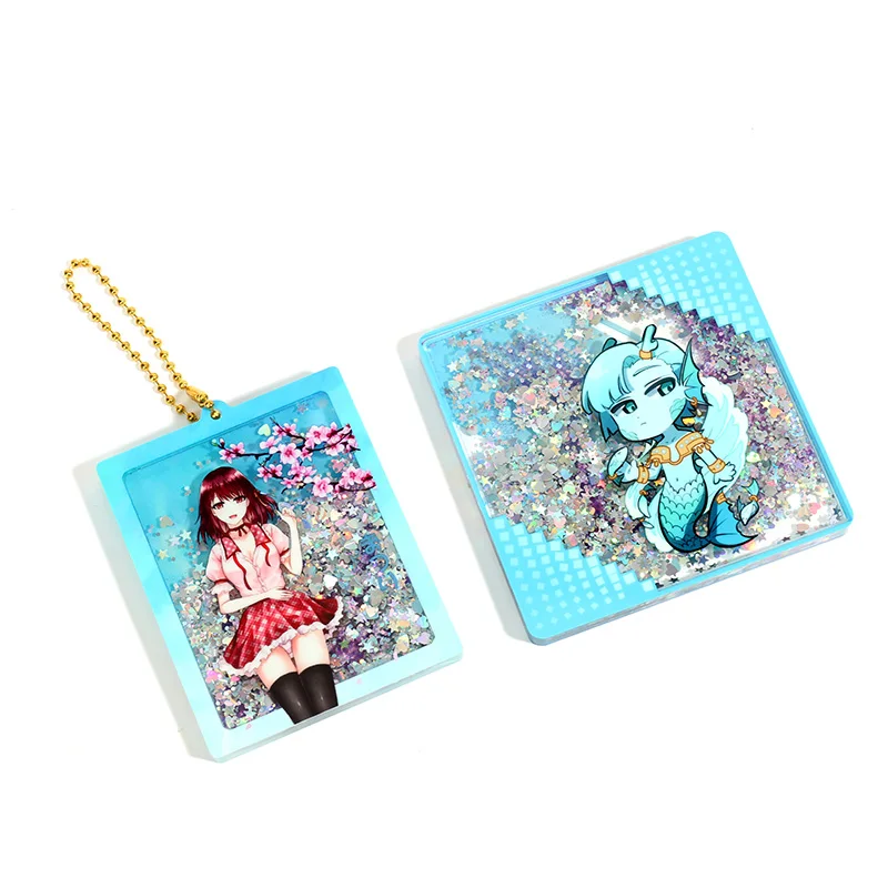 Vograce Custom Floating Quicksand Liquid Oil Floating Shaker Acrylic Keychain