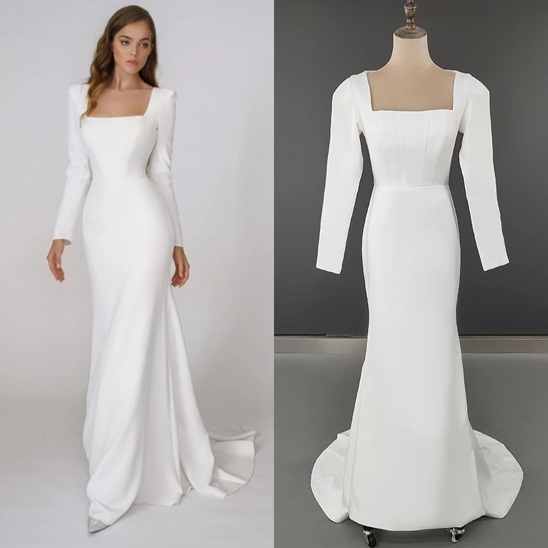 engagement.photo dresses Long Sleeve Grey Prom Dresses Embroidered Engagement Dress FD1654 –  Viniodress main image 0