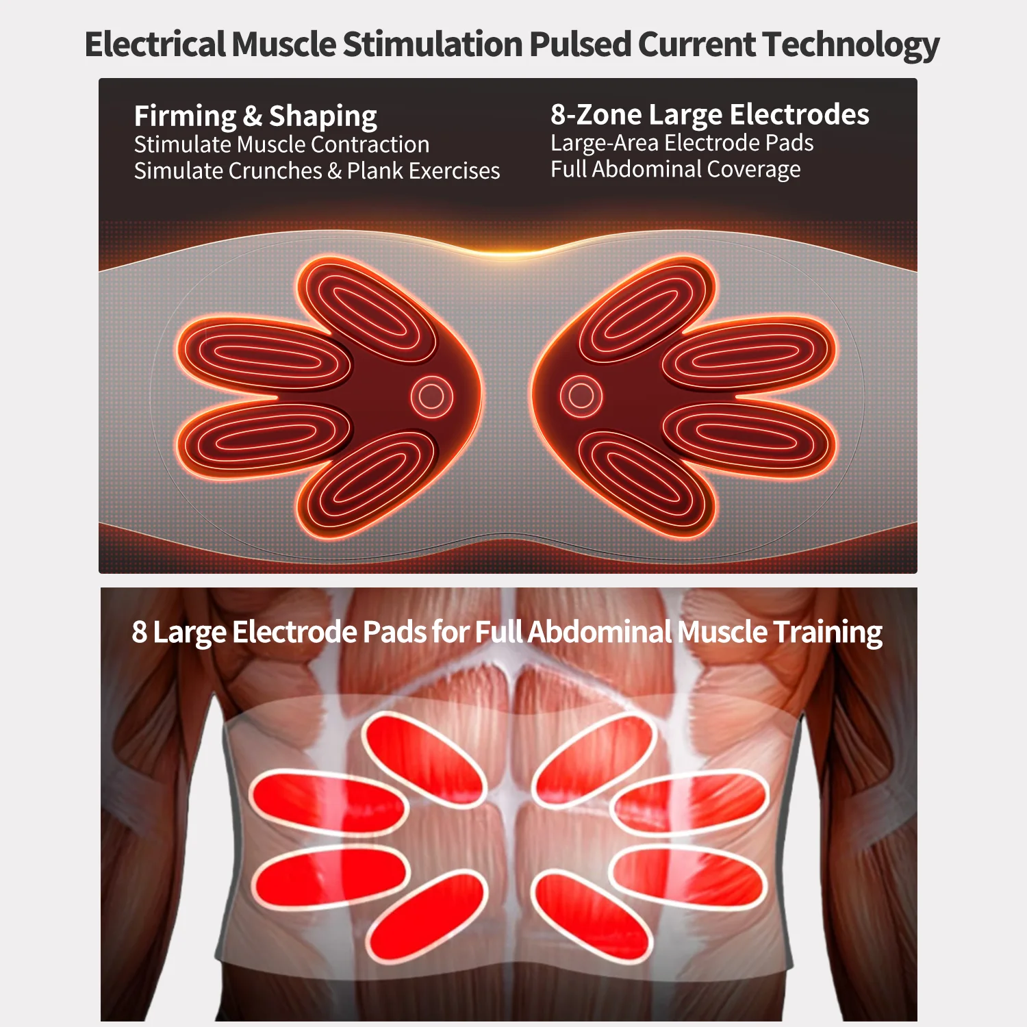 Ab Stimulator Abs Sculptor Muscle Toner with 8 Mode EMS Shaping Waist Belt Abdominal Fat Loss Lower Back Massager for Women