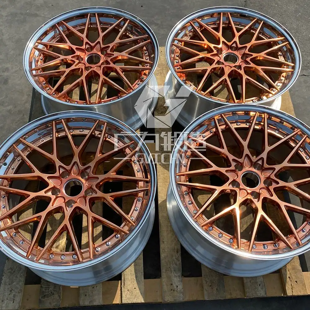 GVICHN 2 piece bright finish rim aluminum alloy forged wheels for sports car 16 17 18 19 20 21 22 23 24 inch 5x112 5x114.3 5x120